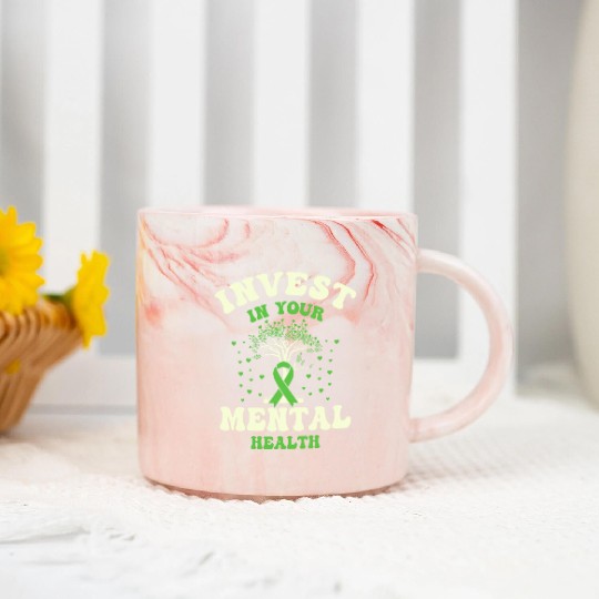 Invest In Your Mental Health Awareness Depression Marble Mugs