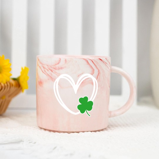 Men Women Heart St Patricks Day Young Clover Irish Marble Mugs