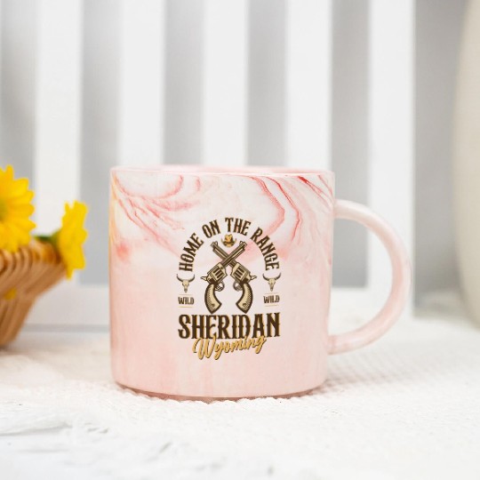 Sheridan Wyoming wild west town Marble Mugs