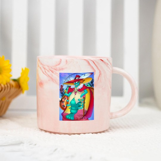 Cornbread Shrimp Da' Pimp (green) Marble Mugs