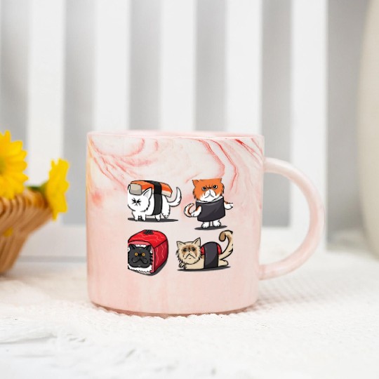 Sushi Persian Cat for Funny Cat Lover Marble Mugs