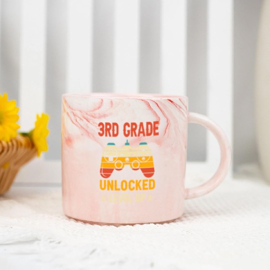 3rd Grade Unlocked Level Up Video Gamer Marble Mugs