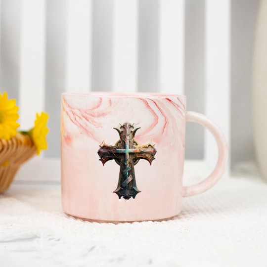 Jesus Cross Painting Marble Mugs