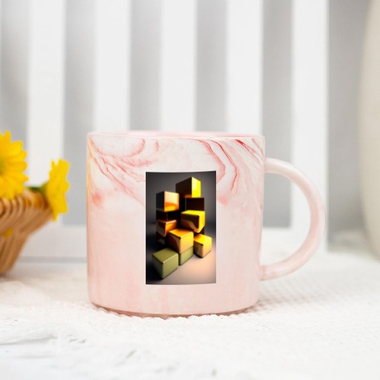 Gold Cubes Marble Mugs