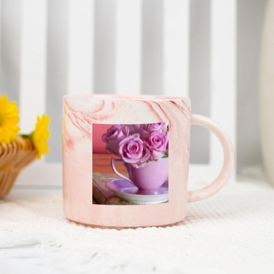Beautiful Floral print Marble Mugs