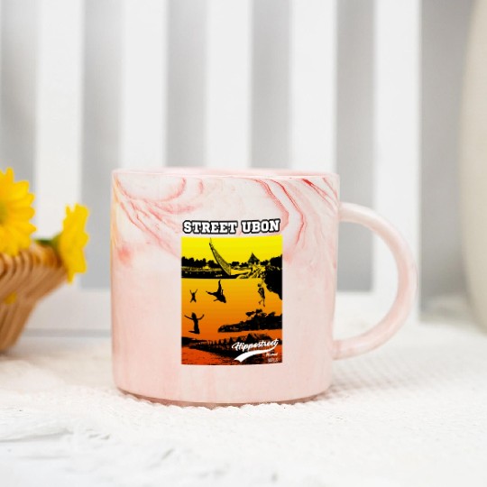 Brand Hippo Street, Thailand has temples, large pi Marble Mugs