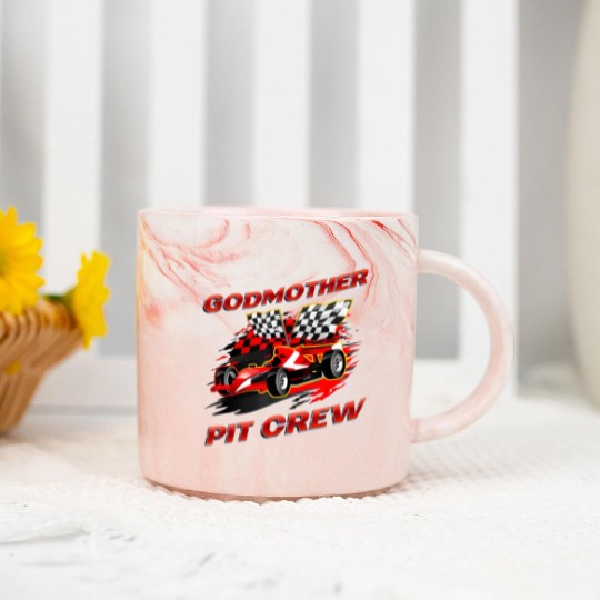Godmother Pit Crew Race Car Birthday Party Racing Marble Mugs