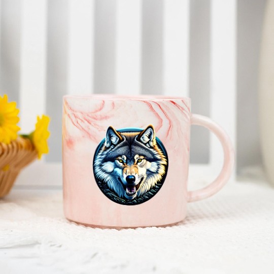 A fierce wolf howling at the moon Marble Mugs