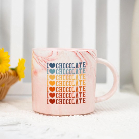 I Love Chocolate Retro Vintage Marble Mugs