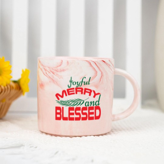 joyful merry and blessed Marble Mugs