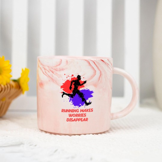 running makes worries disappear Marble Mugs
