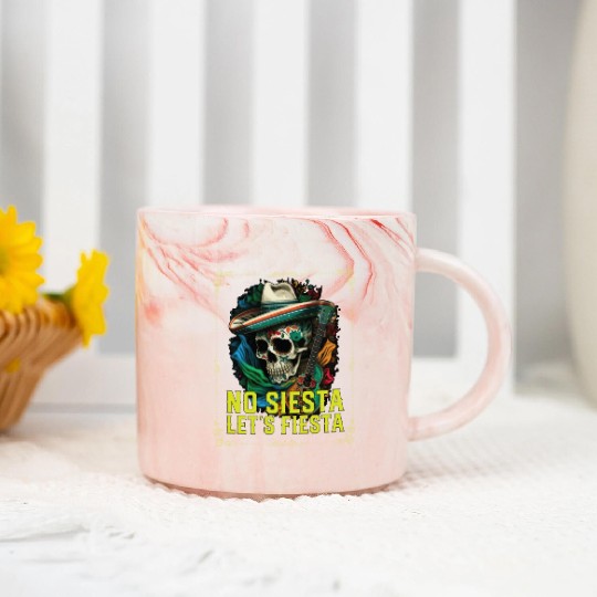 No Siesta Let's Fiesta Cinco De Mayo Mexican Marble Mugs