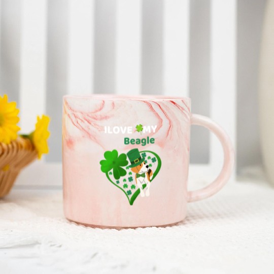 Irish Shamrock St Patrick's Day Beagle Cool Marble Mugs