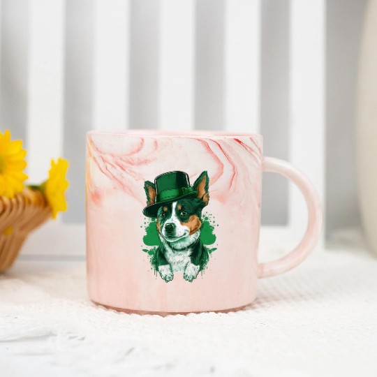 Lucky Pup St. Patricks Day for Dog Lovers. Marble Mugs