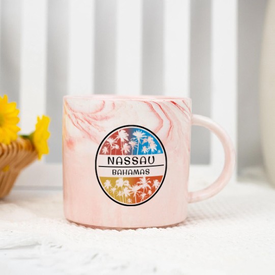 Nassau Bahamas Palm Tree Stylish Vacation Souvenir Marble Mugs