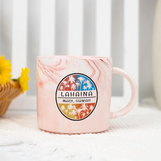 Lahaina Maui Hawaii Hawaiian Islands Palm Tree Marble Mugs