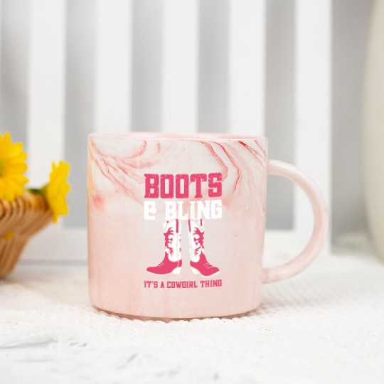 Boots And Bling It's A Cowgirl Thing Marble Mugs
