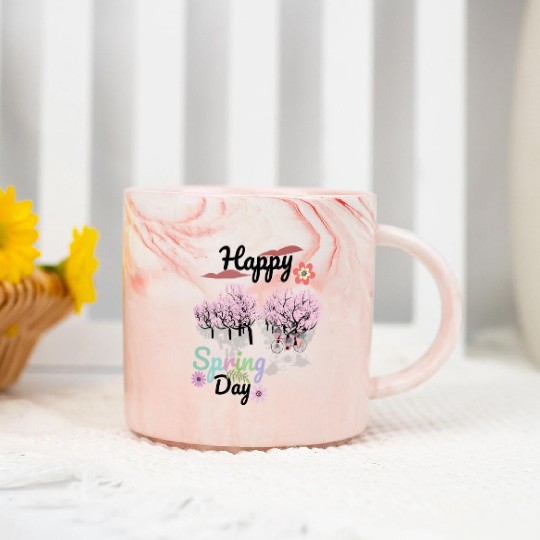 Seasons Greetings for Spring, Happy Spring Graphic Marble Mugs