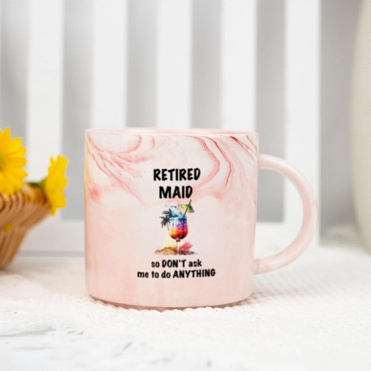 Retired Maid Vacation Tropical Cocktail Umbrella Marble Mugs