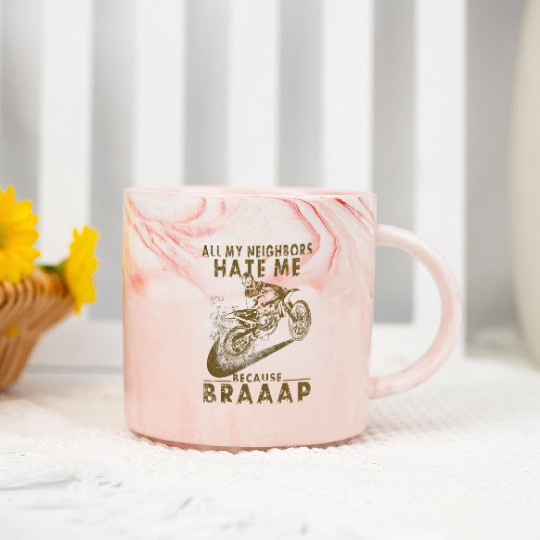I Love Motocross, All My Neighbors Hate Me Marble Mugs