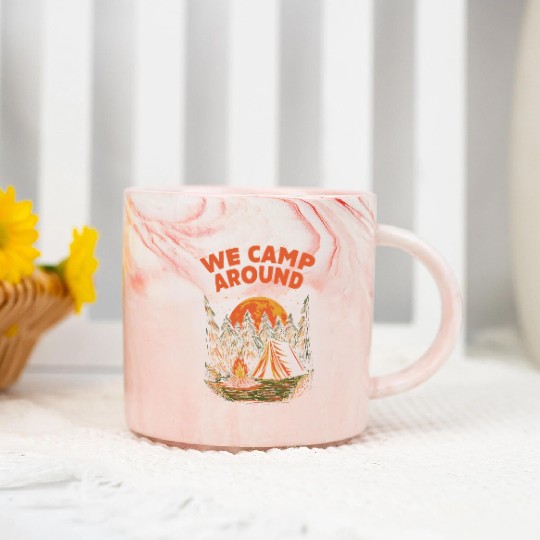 We Camp Around Summer Camping Tropical Camper Hiki Marble Mugs