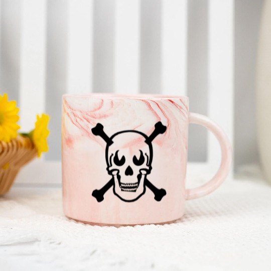 Skull and crossbones design Black Marble Mugs