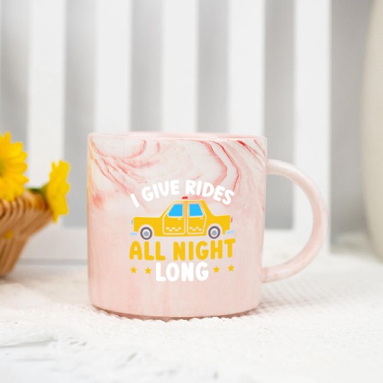 I Give Rides All Night Long Taxi Taxicab Cab Marble Mugs