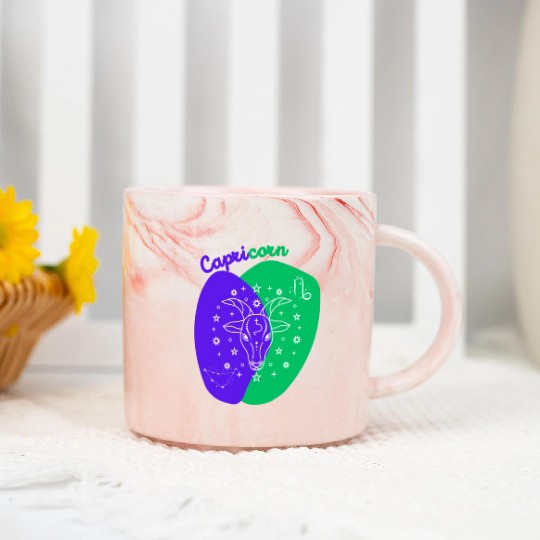 Cosmic Climb A Minimalist Capricorn Design Marble Mugs