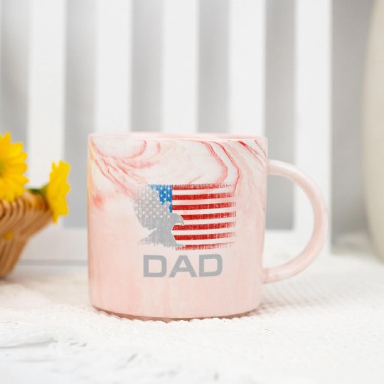 Dad US American Flag For Men Father's Day Husband Marble Mugs