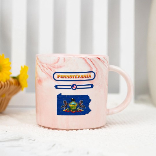 PENNSYLVANIA, MAP OF PENNSYLVANIA. SAMER BRASIL Marble Mugs