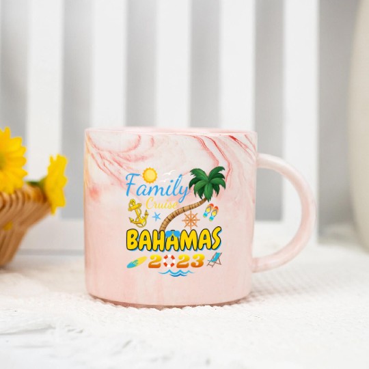 Family Cruise Bahamas 2023 Matching Group Summer Marble Mugs