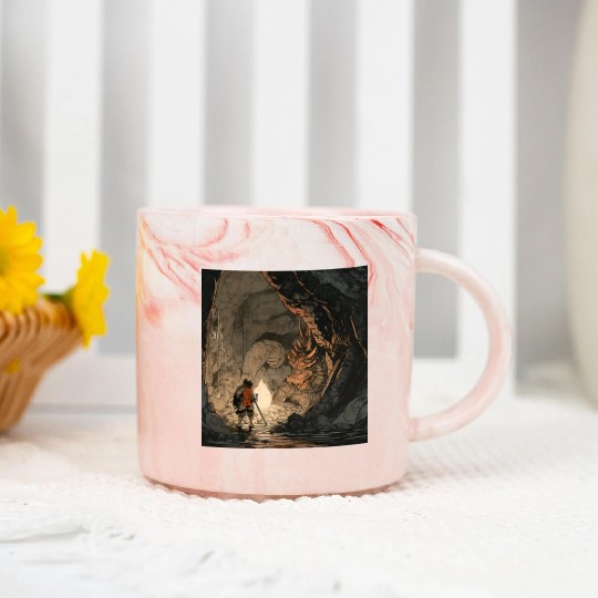 Dragon sleeping in a cave Marble Mugs