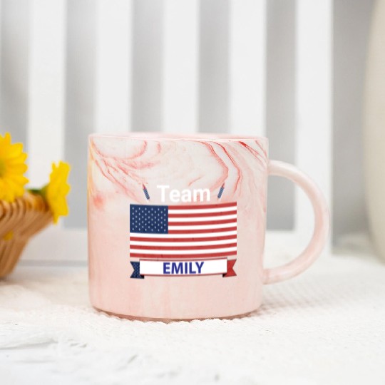Team Emily USA American Flag Stars Marble Mugs