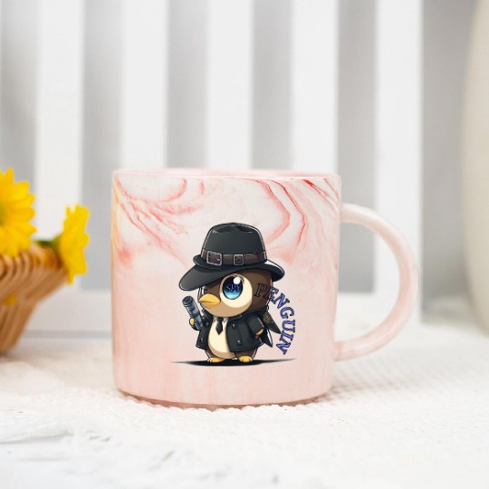 Spy Penguin Marble Mugs