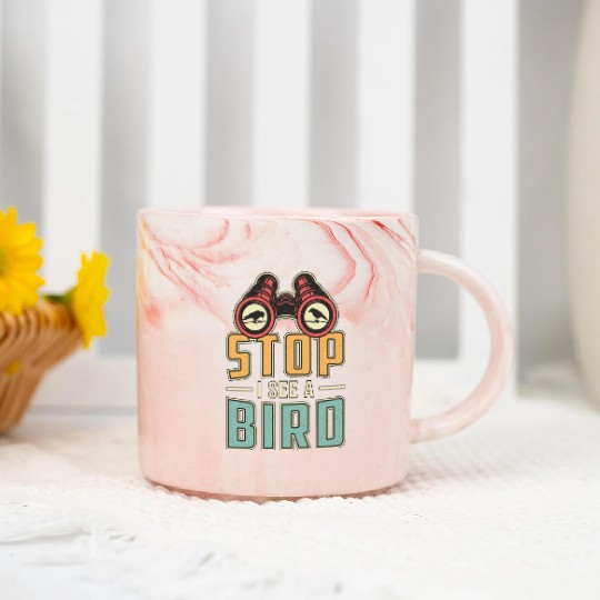 Bird Watching Retro Stop I See A Bird Watcher Marble Mugs