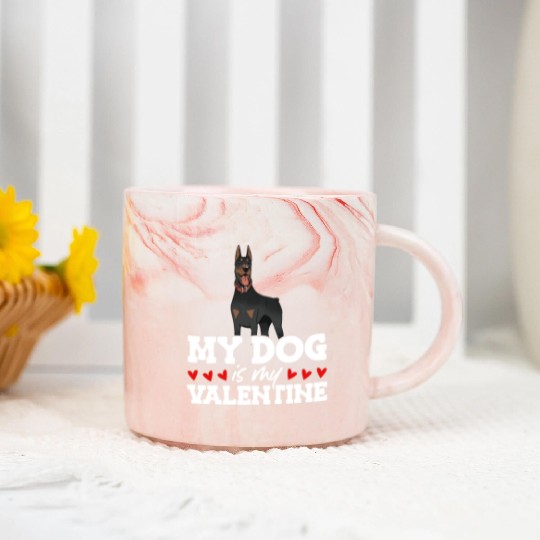 My Dog Is My Valentine Date Cute Doggy Marble Mugs