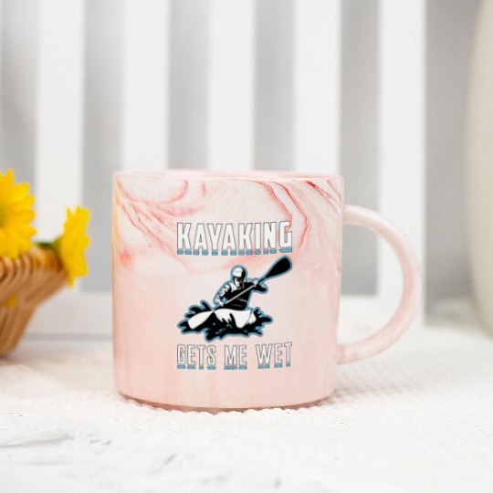 Kayaking Gets Me Wet Kayak Boat Sailing Boating Marble Mugs
