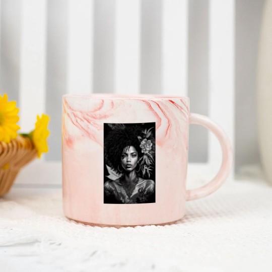 Black-and-White Afrocentric Art Marble Mugs