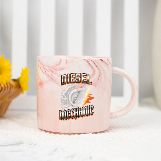 Diesel Mechanic Turbocharger Skull Marble Mugs