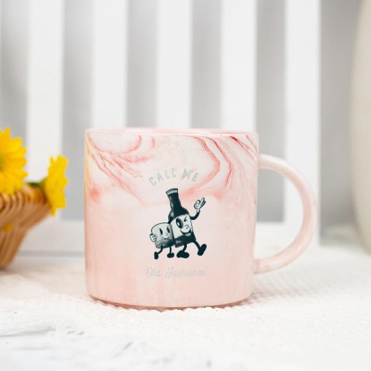 Bourbon Lover Call Me Old Fashioned Marble Mugs