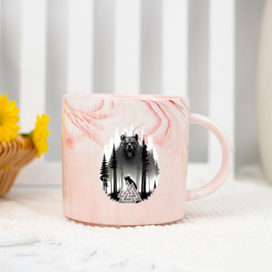 Grizzly bear Bear Valknut Wotan knot Forest Viking Marble Mugs