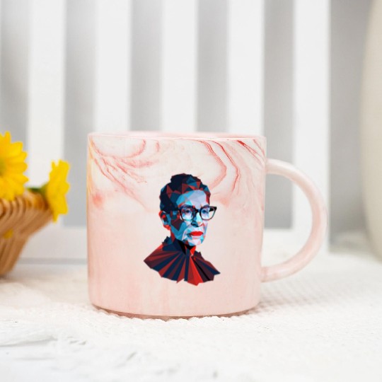 Ruth Bader Ginsburg low polygon design red blue Marble Mugs