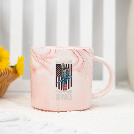 Thank You For Your Service Veteran US Flag Veteran Marble Mugs