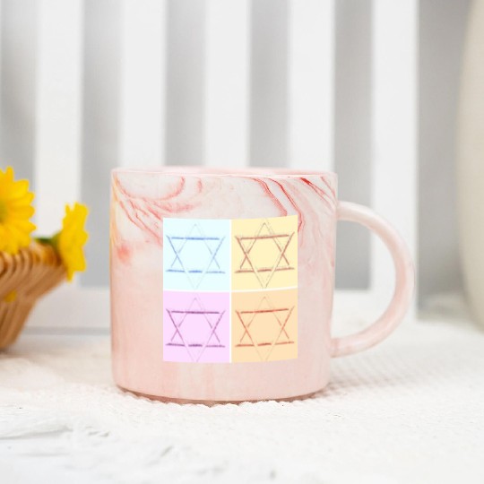 Star of David Design Marble Mugs