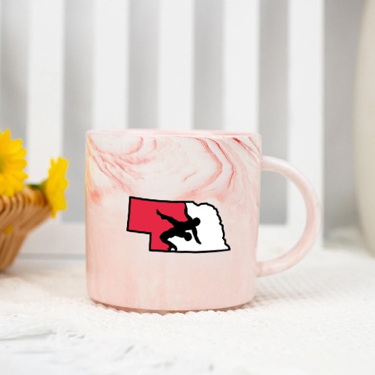 Nebraska Wrestling (State Colors) Marble Mugs