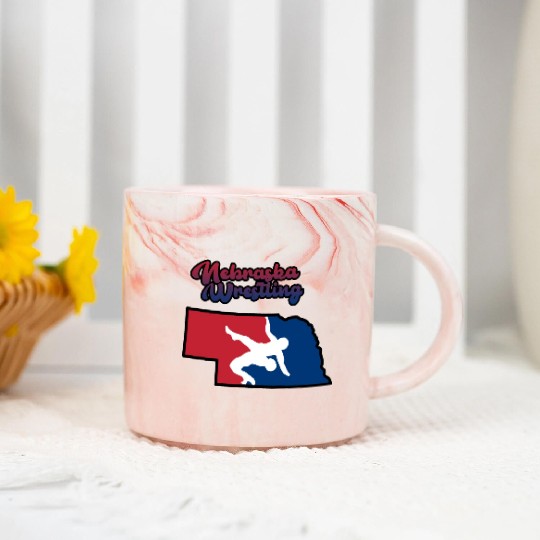 Nebraska Wrestling (USA Colors) Marble Mugs