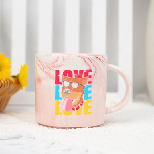 Pit Bull Dog Wearing Sunglasses I Love My Pitbull Marble Mugs