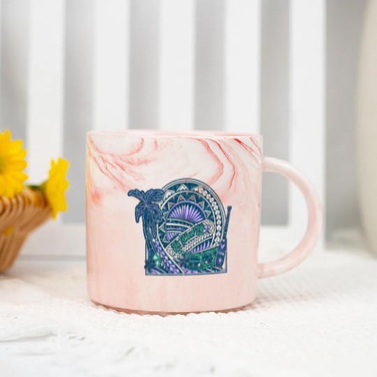 Big Island Outrigger Canoe Teal Tribal Marble Mugs