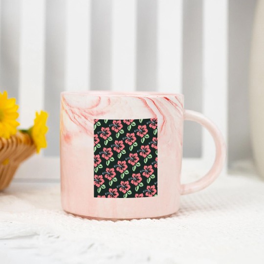 hibiscus flowers pattern | vintage design Marble Mugs