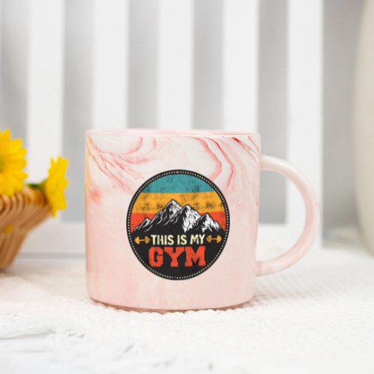 Mountain Fan This is my Gym Summit Sports Hiking Marble Mugs